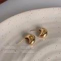 Gold Polished Bean Crescent Moon Stud Earrings Pair view 4