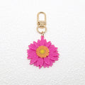 Gold Tone Colorful Daisy Clip Keychains in Six Colors view 6