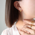 Mini Teardrop Stud Earrings Gold Steel Post Back Pair view 4