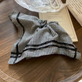 Black White Gingham Oversized Square Scarf Bow Ponytail Hair Tie view 6