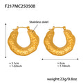 Textured U Shape Hoop Earrings Gold And Steel Tone view 7