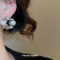 Pearl and Crystal Floral Cluster Stud Earrings Fashion Jewelry view 3