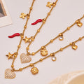 Stainless Steel Bead Chain Heart Zircon Chili Star Charm Necklace view 4