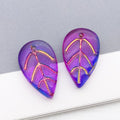 Gold Tone Edged Glass Leaf Charms in Ten Color Finishes view 10