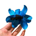 Fabric Orchid Flower Duckbill Hair Clip Blue or Red view 5