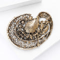 Openwork Oval Crystal Brooch in Teal or Champagne Colors view 4