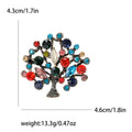 Colorful Crystal Tree Brooch with Polished Metal and Decorative Accents view 7