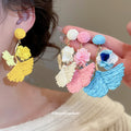 Woven Floral Leaf Drop Earrings in Three Colors Fashion Jewelry view 2