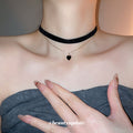 Black Velvet Choker with Red Heart Pendant Jewelry Accessory view 1