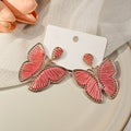 Four Color Thread-Wrapped Butterfly Statement Earrings view 9