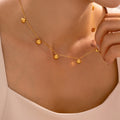 Gold Shell Charm Necklace Multi Pendant Cable Chain Collar view 3