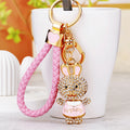 Jeweled Happy Rabbit Keychains in Four Colors with Braided Loops view 9