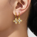 Gold Stainless Clover Flower Zircon Jewelry Set Pieces view 4