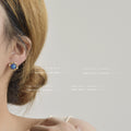 Gold-Tone Filigree Pearl Halo Cabochon Round Stud Earrings view 2