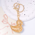 Rhinestone Duck Keychain Gold Metal Pink Yellow Clear view 4