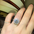 Cushion Halo White Stone Ring with Split Pavé Band view 3