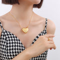 Smooth Puffy Heart Pendant Necklace Thin Snake Chain view 3