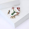 Whimsical Striped Snowman Enamel Brooch with Moving Legs view 3