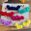 Fabric Flower Hoop Earrings in Seven Bright Colors view 4