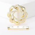 Gold Tone Interlaced Flower Brooch With Clear Crystals view 6