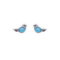 Turquoise Look Bird Antique Silver Tone Small Stud Earrings view 5