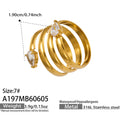 Gold Multi Band Teardrop Crystal And Square Pearl Open Rings view 6