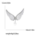 Crystal Angel Wing Brooch With Pearl Drop for Jackets Scarves and Coats view 7