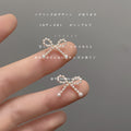 Silver Tone Clear Stone Bow Mini Stud Earrings For Women view 4