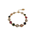 Multicolor Crystal Bracelet Or Necklace With Gold Tone Floral Links view 5