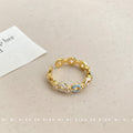 Gold Tone Chain Link Open Rings With Blue And Red Oval Stones view 3