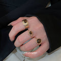 Brown Cabochon Open Ring Sets Gold Silver Three Piece view 4