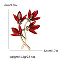 Crystal Leaf Branch Brooch in Four Blue and Red Finishes view 7