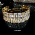 Gold Tone Wide Rectangular Crystal Statement Necklace view 4