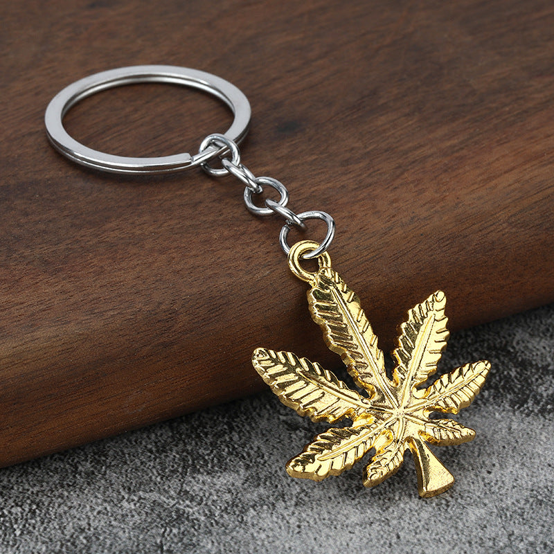 Simple Maple Leaf Metal Keychain Decorative Bag Charm Pendant
