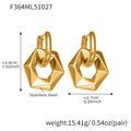 Faceted Open Hexagon Drop Hoop Earrings in Gold and Silver Tone view 6