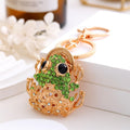 Rhinestone Money Frog Keychain Gold Tone Coin Motif Charm view 2