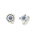Antique Silver Tone Geometric Blue Evil Eye Adjustable Rings view 5