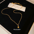 Dainty Gold Tone Star Pendant Chain Necklace Jewelry Design view 4