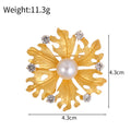 Gold Tone Flower Pearl Look Two Designs Metal Brooch Pin view 2