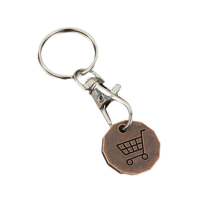 Zinc Alloy Shopping Cart Coin Token Keychain for Supermarket Trolleys