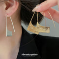 Geometric Textured Drop Earrings In Gold And Silver Tones view 2