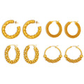 Gold Tone Textured Hoop Earrings Beaded Twisted Mesh Styles view 5