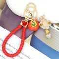 Persimmon Enamel Keychain Gold Tone Lucky Fruit Bag Charm view 4