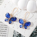 Faceted Butterfly Crystal Drop Earrings Gold Hooks 4 Colors view 7
