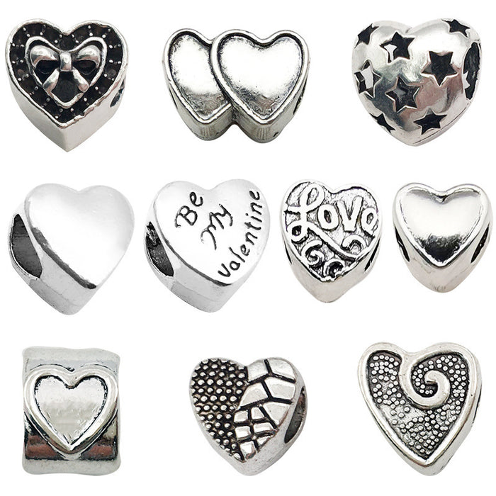 Antique Silver Heart Metal Beads with 11 Listed Options