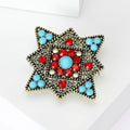 Geometric Floral Brooch with Red and Turquoise Stones view 4