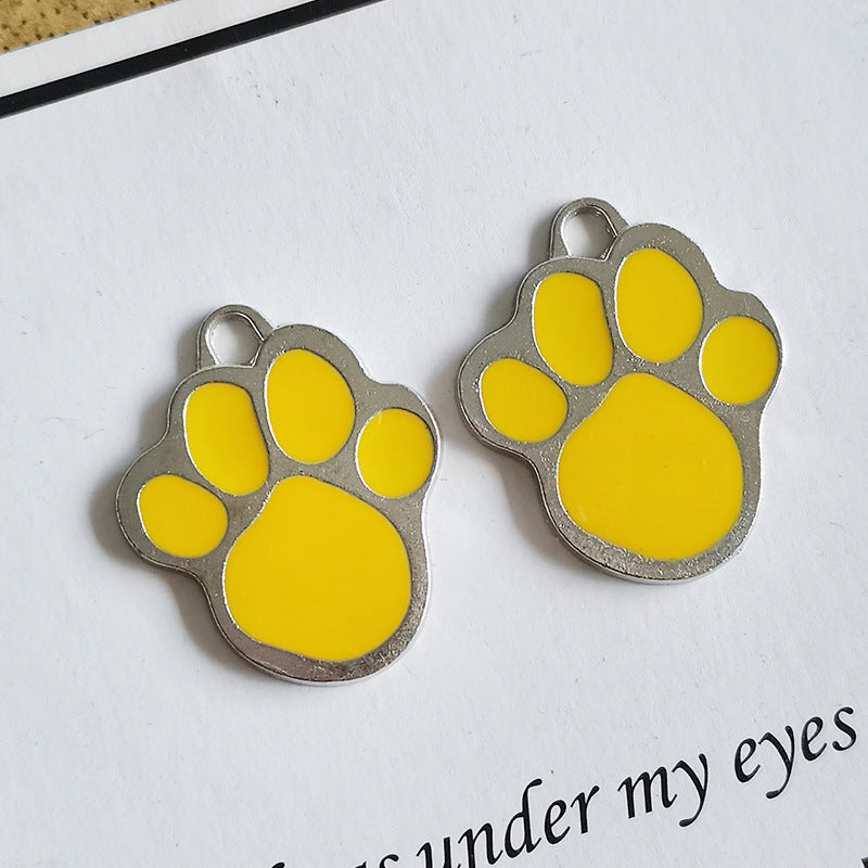 32x26mm Enamel Cartoon Dog Paw Keychain Charm