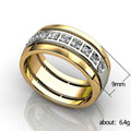 Square Clear Stone Channel Wide Band Ring In Gold And Silver Tones view 5