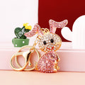 Jeweled Bent Ear Rabbit Keychains in Three Colors and Random Option view 6