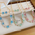 Gold Enamel Daisy Necklace and Stud Earring Color Sets view 1